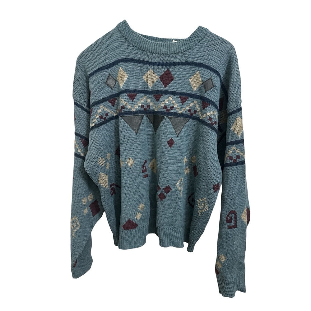 Gitano Vintage Geometric Patterned Blue Sweater
